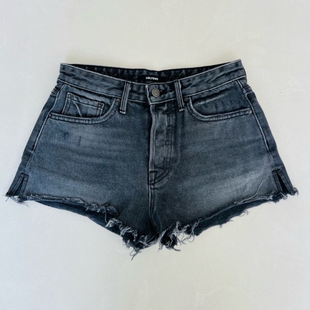 GRLFRND Cindy High Rise Cheeky Denim Button Fly Shorts 26